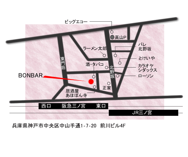 マジックバーボンバーの案内地図です